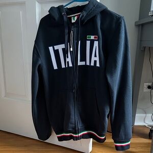 Italia Black Hoodie with Flag Detail